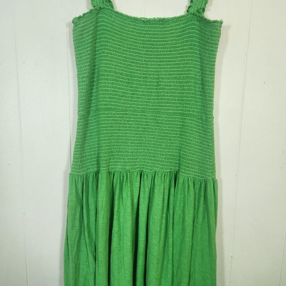 Nation LTD Gaby Smocked Pima Cotton Sundress Size Large Kelly Green - Picture 6 of 14
